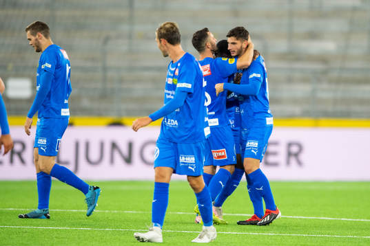 Mjällbys Besard Sabovic jublar