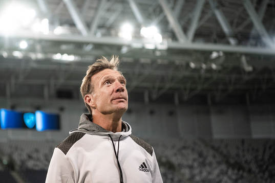 head coach Kim Bergstrand of Djurgården attends a press