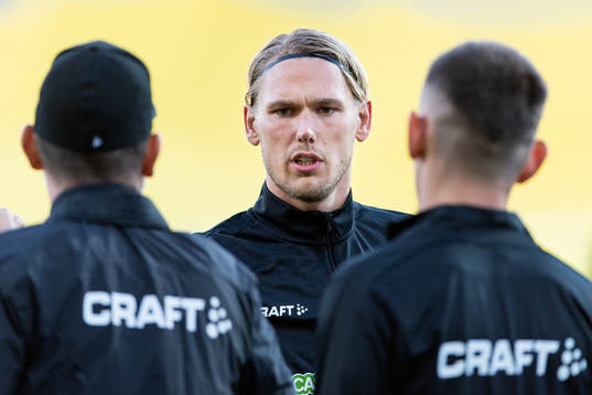 Varbergs Hampus Zachrisson före fotbollsmatchen i