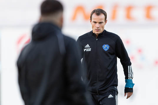Falkenbergs Anton Wede före fotbollsmatchen i Allsvenskan