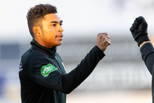 Varbergs Keanin Ayer Boya före fotbollsmatchen i
