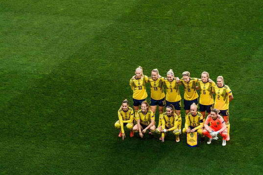 The starting eleven of Sweden pose for a team photo