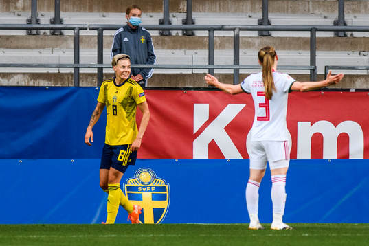Lina Hurtig of Sweden celebrates the 1-0 goal