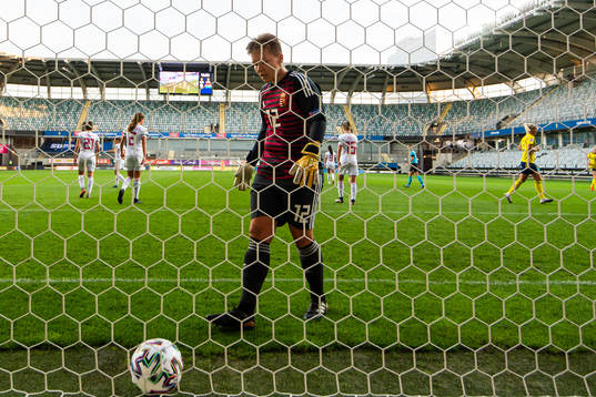 Goalkeeper Barbara Bíró of Hungary looks dejected