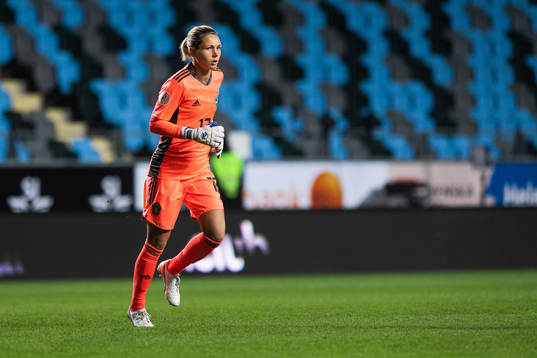 Goalkeeper Jennifer Falk of Sweden