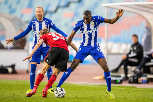 Rasmus Falk of FC Köpenhamn and Yahya Kalley of IFK