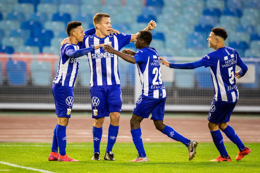 Tobias Sana and Pontus Wernbloom of IFK Göteborg celebrate