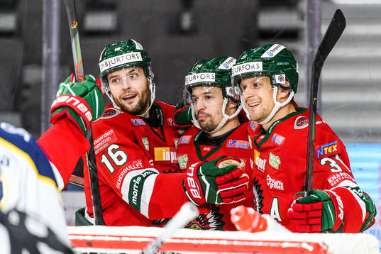 Frölundas Stefan Elliot , Patrik Carlsson och Nicklas Lasu