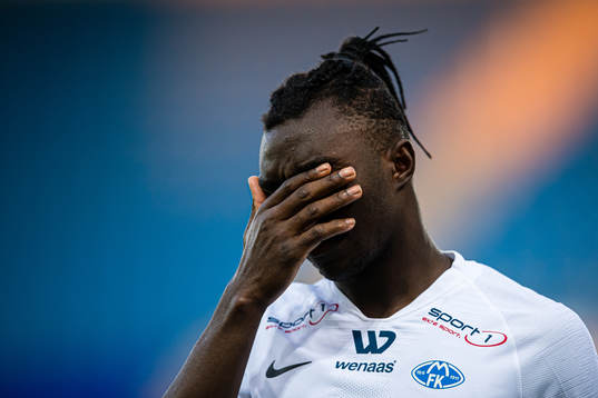 John Shuguto Kitolano of Molde looks dejected
