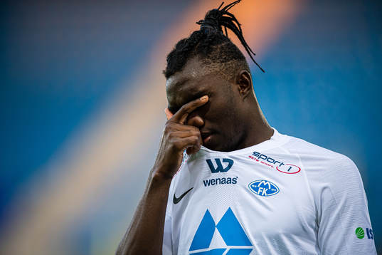 John Shuguto Kitolano of Molde looks dejected