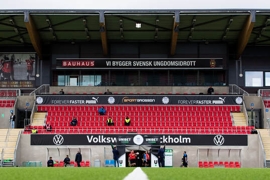 Grimsta IP innan fotbollsmatchen i Superettan mellan