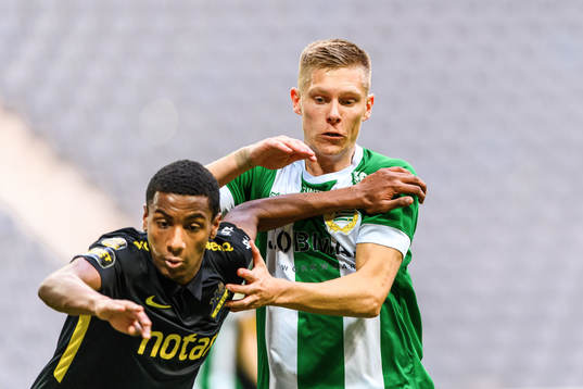 s Paulos Abraham och Hammarbys Aron Johansson
