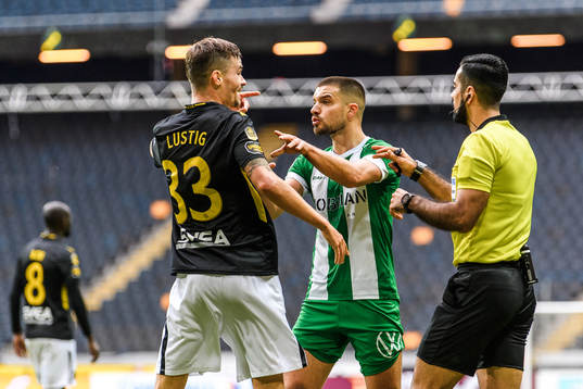 s Mikael Lustig och Hammarbys Vladimir Rodic
