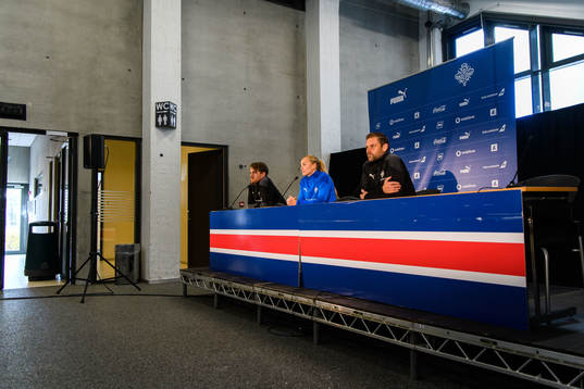 Glodis Perla Viggosdottir and Jon Thor Hauksson, head coach