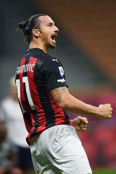 Zlatan Ibrahimovic of AC Milan celebrates