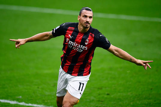 Zlatan Ibrahimovic of AC Milan celebrates