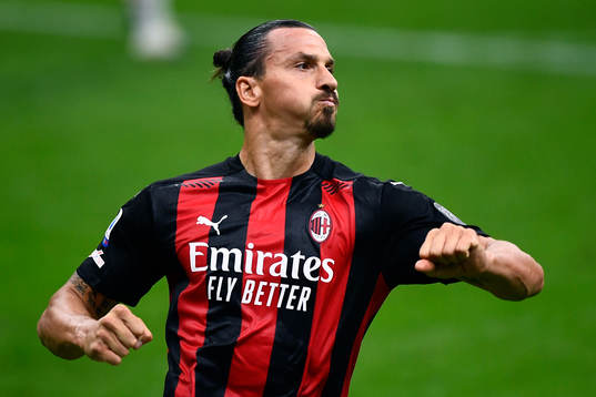 Zlatan Ibrahimovic of AC Milan celebrates