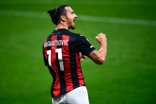 Zlatan Ibrahimovic of AC Milan celebrates
