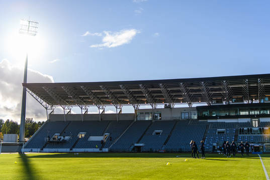 Players of Sweden checks the pitch at Laugardalsvöllur