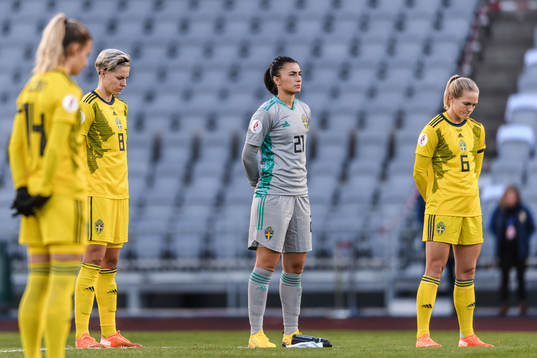 Lina Hurtig, goalkeeper Zecira Musovic and Magdalena