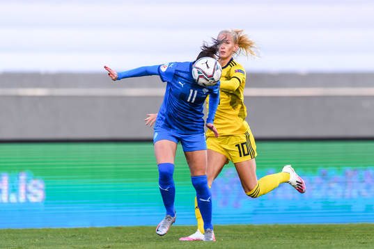 Hallbera Gudny Gisladottir of Iceland and Sofia Jakobsson