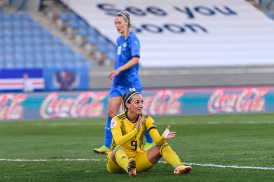 Kosovare Asllani of Sweden looks dejected