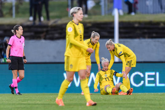 Caroline Seger of Sweden in pain