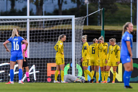 Goalkeeper Zecira Musovic of Sweden in pain