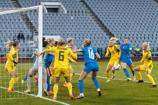 Sara Björk Gunnarsdottir of Iceland with a denied goal