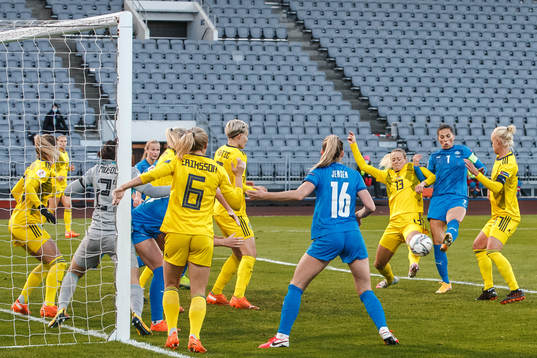 Sara Björk Gunnarsdottir of Iceland with a denied goal