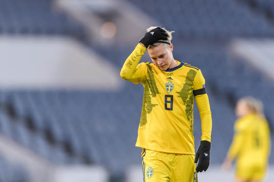 Lina Hurtig of Sweden looks dejected