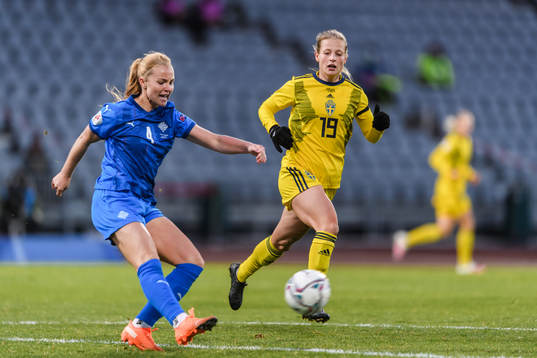 Glodis Perla Viggosdottir of Iceland and Anna Anvegård of