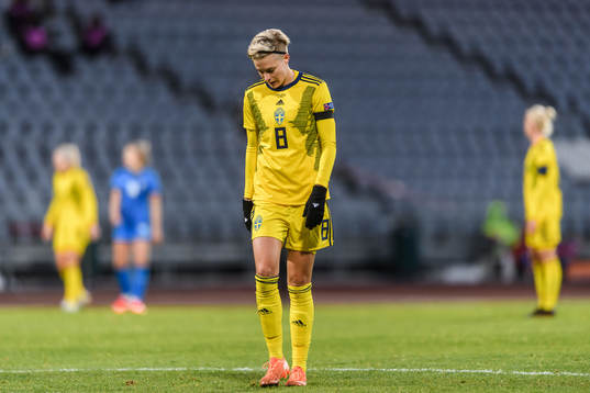 Lina Hurtig of Sweden looks dejected