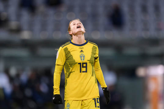 Anna Anvegård of Sweden looks dejected