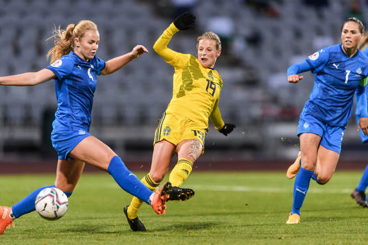 Glodis Perla Viggosdottir of Iceland and Anna Anvegård of