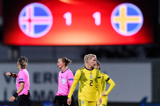 Jonna Andersson of Sweden looks dejected