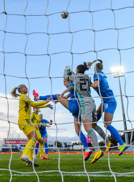 goalkeeper Zecira Musovic and Linda Sembrant of Sweden