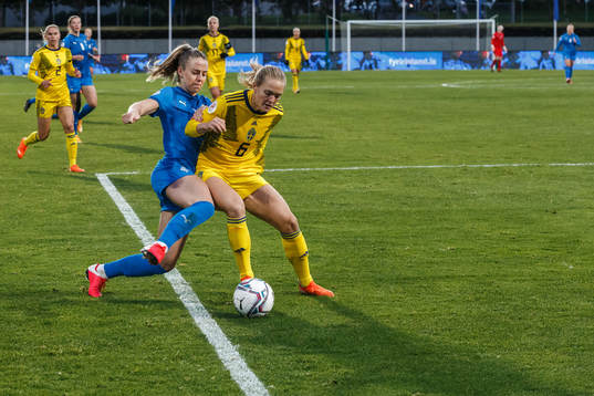 Elin Metta Jensen of Iceland and Magdalena Eriksson of