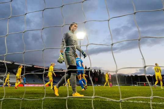 Goalkeeper Zecira Musovic of Sweden looks dejected
