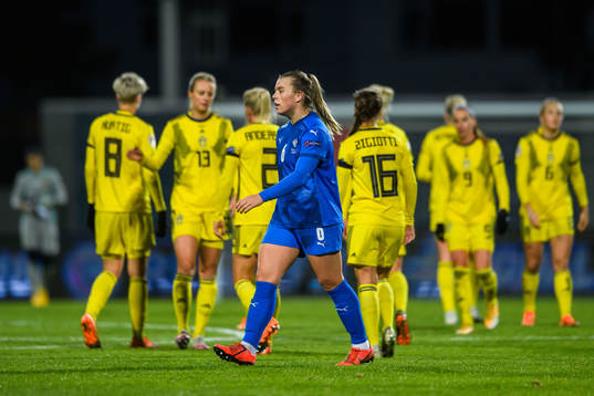Ingibjörg Sigurdardottir of Iceland looks dejected