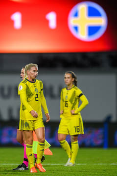 Jonna Andersson of Sweden looks dejected