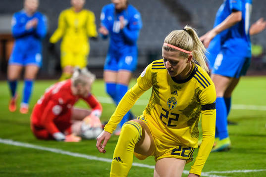 Olivia Schough of Sweden looks dejected