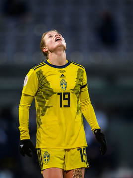 Anna Anvegård of Sweden looks dejected