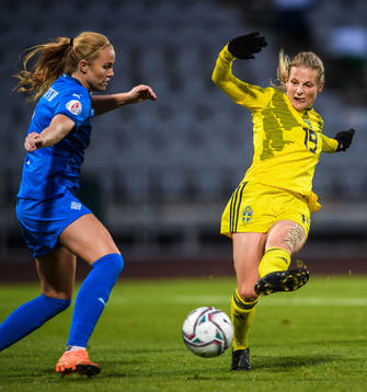 Glodis Perla Viggosdottir of Iceland and Anna Anvegård of
