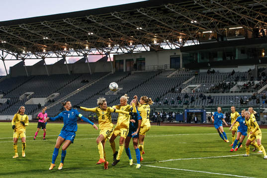 Lina Hurtig, Caroline Seger and Magdalena Eriksson of Sweden