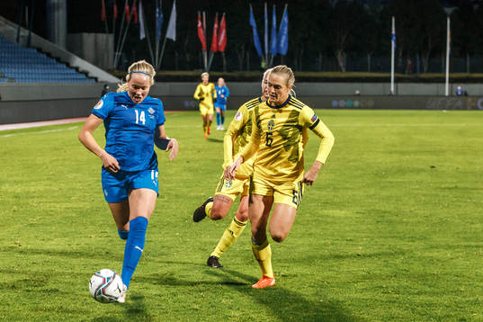 Hlin Eiriksdottir of Iceland and Magdalena Eriksson of