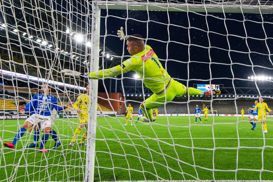 Norrbys målvakt Mergim Krasniqi släpper in 0-1