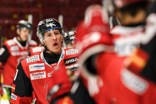 Malmö Redhawks Emil Sylvegård jublar