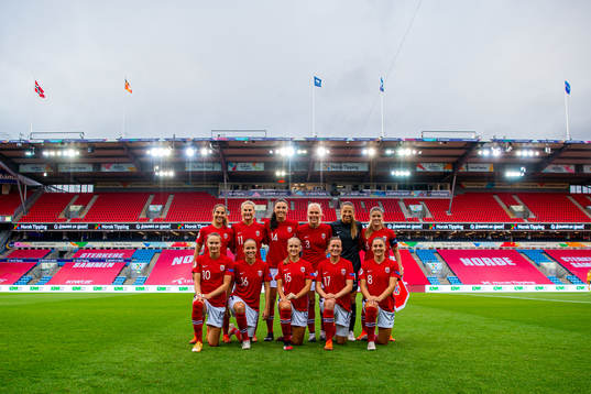 Norway's starting eleven pose for a team photo ahead the