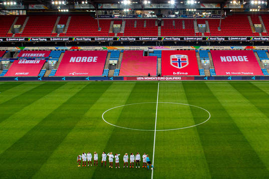 General view of Ullevaal Stadion as Norway line up